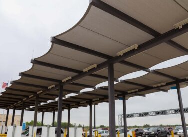 vehicle awning cover closeup above Anzalduas toll lanes